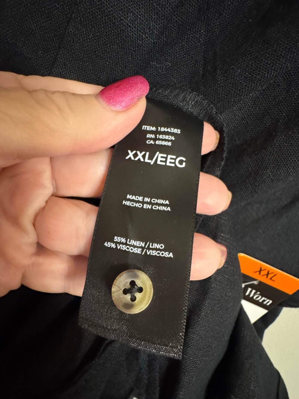 NWT Spring/Summer Linen Blend Black Shirt Dress PLUS: 2X #CL - Picture 6 of 6
